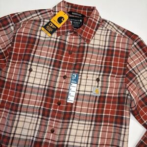 Carhartt Rugged Flex Plaid Shirt Mens Small Relaxed Fit Flannel Button Up NWT